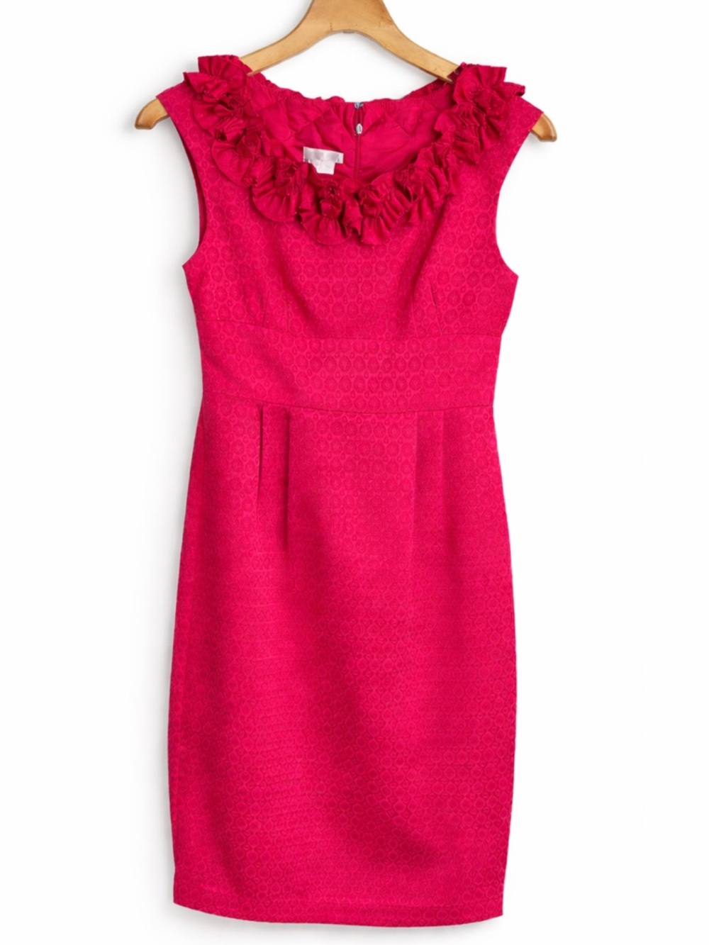 London Times Fuchsia Ruffle Neck Sheath Dress – Size 4 Special Occasion